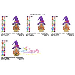 Halloween Girl Gnome Candy Embroidery Design Pattern-2