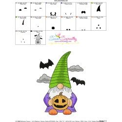 Halloween Gnome Jack-O-Lantern Embroidery Design Pattern-3