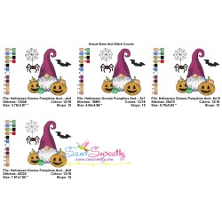 Halloween Gnome Pumpkins And Spider Embroidery Design Pattern-2