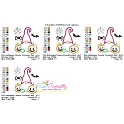 Halloween Gnome Pumpkins And Spider Applique Design Pattern-2