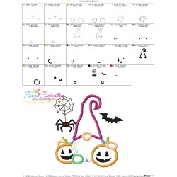 Halloween Gnome Pumpkins And Spider Applique Design Pattern-3