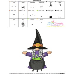 Halloween Girl Gnome Cauldron Embroidery Design Pattern-3