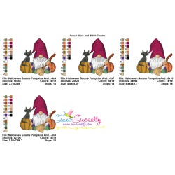 Halloween Gnome Pumpkins And Broom Embroidery Design Pattern-2