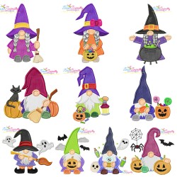 Halloween Gnomes Applique Design Bundle-1