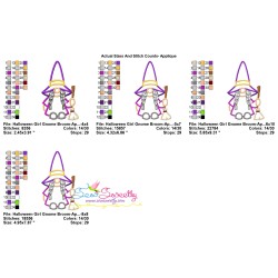 Halloween Girl Gnome Broom Applique Design Pattern-2