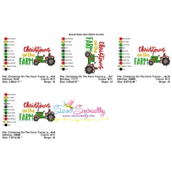 Christmas On The Farm Tractor Embroidery Design Pattern-2
