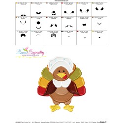 Pilgrim Turkey Bonnet Embroidery Design Pattern-3
