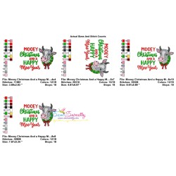 Mooey Christmas And a Happy Moo Year Cow Embroidery Design Pattern-2