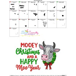 Mooey Christmas And a Happy Moo Year Cow Embroidery Design Pattern-3
