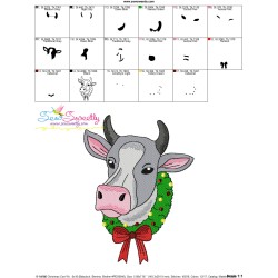 Christmas Cow Wreath Embroidery Design Pattern-3