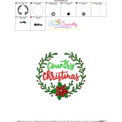 Country Christmas Wreath Embroidery Design Pattern-3