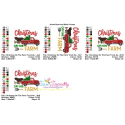 Christmas On The Farm Truck And Cow Embroidery Design Pattern-2