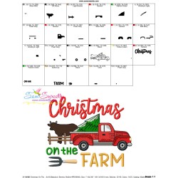 Christmas On The Farm Truck And Cow Embroidery Design Pattern-3