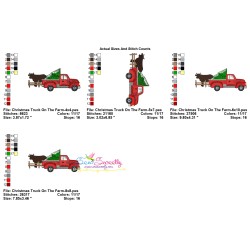 Christmas Red Truck On The Farm Embroidery Design Pattern-2