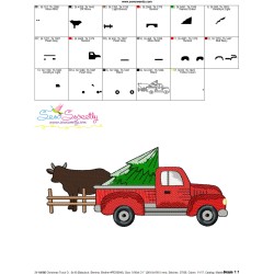 Christmas Red Truck On The Farm Embroidery Design Pattern-3