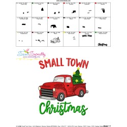 Small Town Christmas Red Truck Embroidery Design Pattern-3