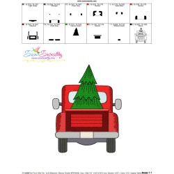 Red Truck With Christmas Tree Embroidery Design Pattern-3