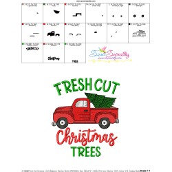 Fresh Cut Christmas Trees Truck Embroidery Design Pattern-3