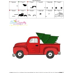 Red Christmas Truck With Tree-2 Embroidery Design Pattern-3