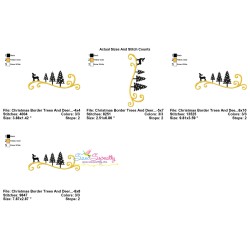 Christmas Border Trees And Deer Embroidery Design Pattern-2