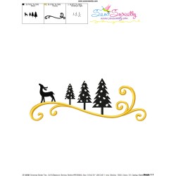 Christmas Border Trees And Deer Embroidery Design Pattern-3