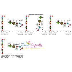 Christmas Border Snowman Ornaments Embroidery Design Pattern-2
