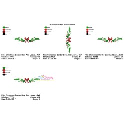 Christmas Border Bow And Leaves Embroidery Design Pattern-2