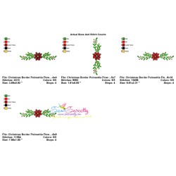 Christmas Border Poinsettia Flower Embroidery Design Pattern-2
