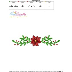 Christmas Border Poinsettia Flower Embroidery Design Pattern-3