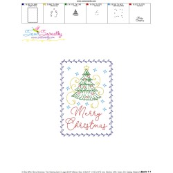 Cardstock Embroidery Design Pattern- Merry Christmas Tree Greeting Card-2