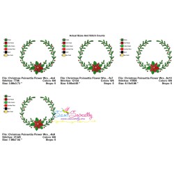 Christmas Poinsettia Flower Wreath Embroidery Design Pattern-2