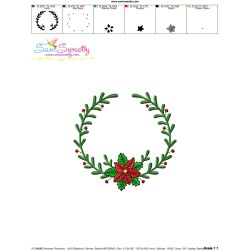 Christmas Poinsettia Flower Wreath Embroidery Design Pattern-3