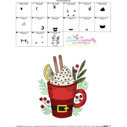 Christmas Hot Chocolate Cup-10 Embroidery Design Pattern-3