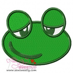 Cute Frog Face Embroidery Design Pattern-1