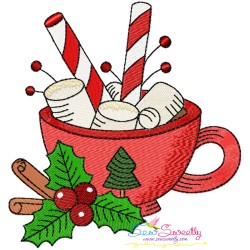 Christmas Hot Chocolate Cups Embroidery Design Bundle-5