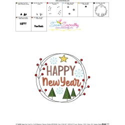 Happy New Year Frame-9 Embroidery Design Pattern-3