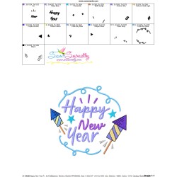 Happy New Year Frame-7 Embroidery Design Pattern-3