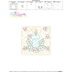 Christmas Quilt Block Candle Embroidery Design Pattern-3