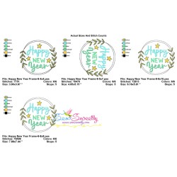 Happy New Year Frame-6 Embroidery Design Pattern-2