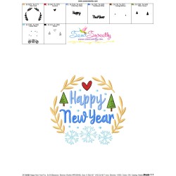 Happy New Year Frame-5 Embroidery Design Pattern-3