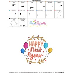 Happy New Year Frame-4 Embroidery Design Pattern-3