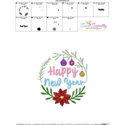 Happy New Year Frame-3 Embroidery Design Pattern-3