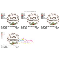 Happy New Year Frame-2 Embroidery Design Pattern-2