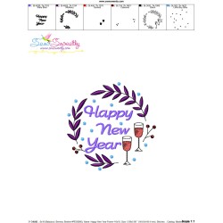 Happy New Year Frame-1 Embroidery Design Pattern-3