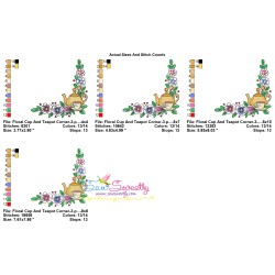 Floral Cup And Teapot Corner-3 Kitchen Embroidery Design Pattern-2