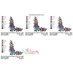 Floral Cup Corner-2 Kitchen Embroidery Design Pattern-2