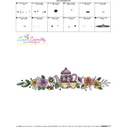 Floral Cup And Teapot Border-6 Kitchen Embroidery Design Pattern-3
