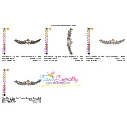 Floral Cup And Teapot Border-5 Kitchen Embroidery Design Pattern-2