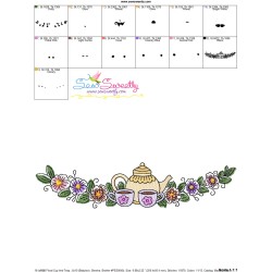 Floral Cup And Teapot Border-5 Kitchen Embroidery Design Pattern-3