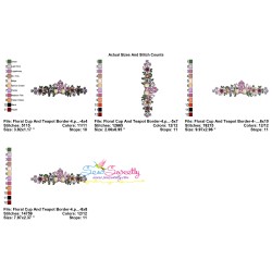 Floral Cup And Teapot Border-4 Kitchen Embroidery Design Pattern-2